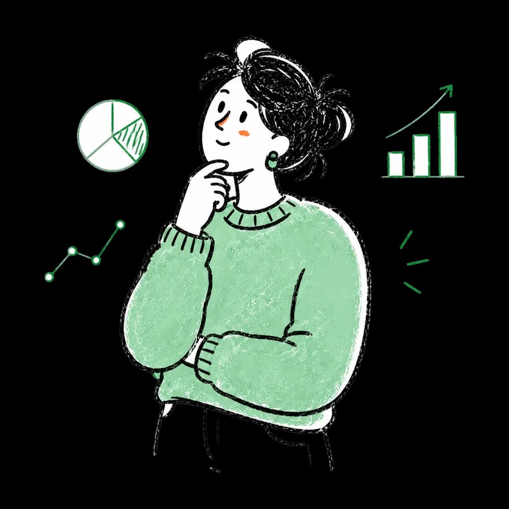 차트를 분석하는 마케터 일러스트