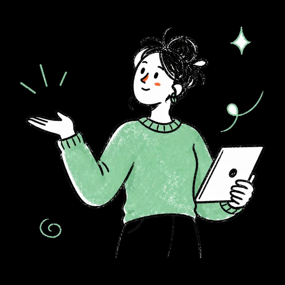 Illustration of a marketer presenting the plans